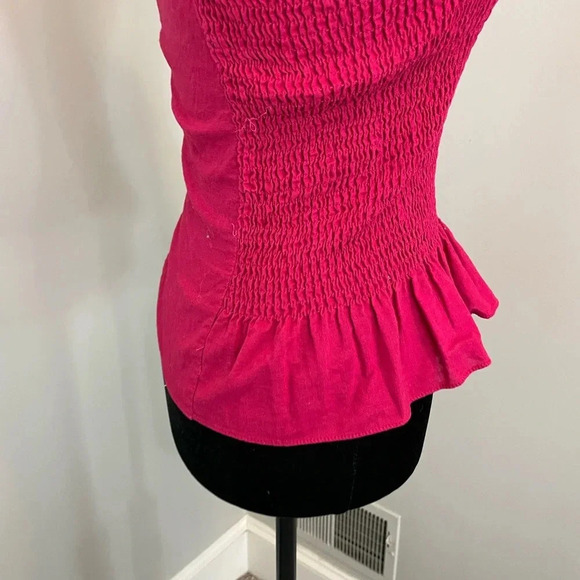 Maeve Pink Smocked Peplum Ruffle Tank Top - Picture 5 of 10